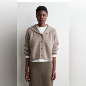 COS Sailor Collar Beige Button-Up Cardigan